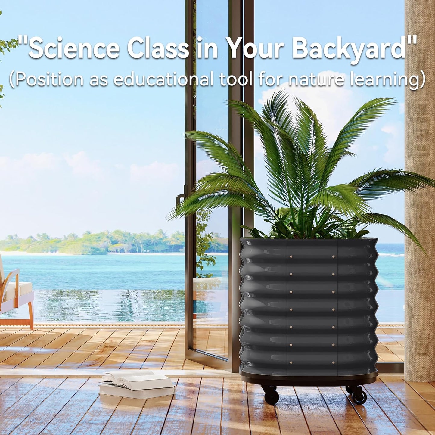 24x24x28in Galvanized Raised Garden Bed with Wheels & Water Reservoir – Durable Outdoor Planter Box, Elevated Raised Beds for Gardening, Portable Garden Box for Indoor/Outdoor Plants, Gray