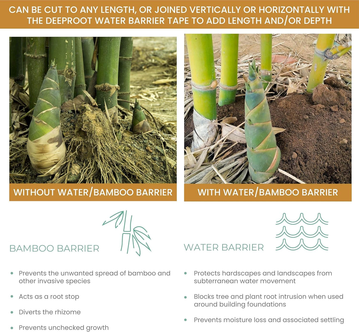 DeepRoot Water Barrier, Versatile Bamboo Barrier, Easy-to-Install Garden Barrier for Landscaping and Protection, Durable, Flexible, 48" x 100' Roll-30 mil Thickness, Black (WB 48/30-100)