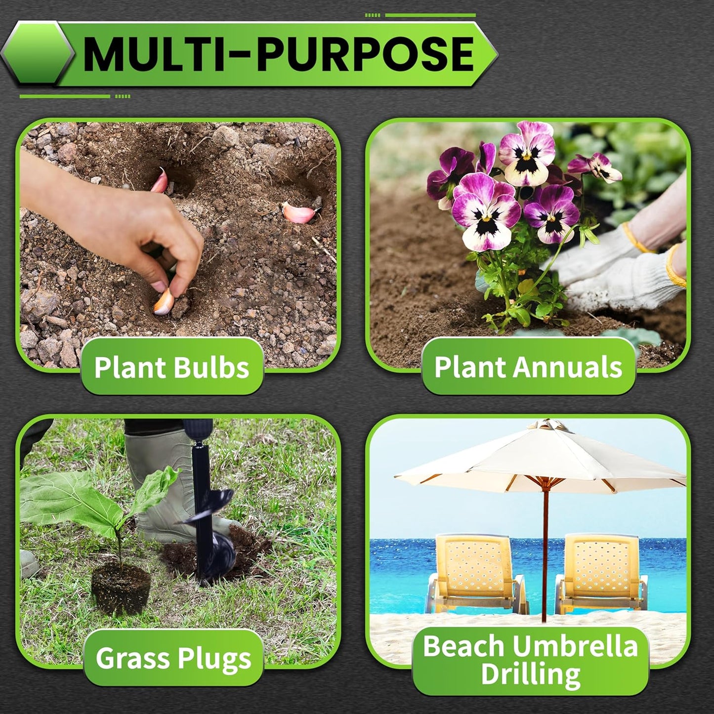 SYITCUN Auger Drill Bit for Planting - 4"X16" Heavy-Duty Post Hole Auger - Auger Post Hole Digger for Fence - 3/8" Hex Drive Drill