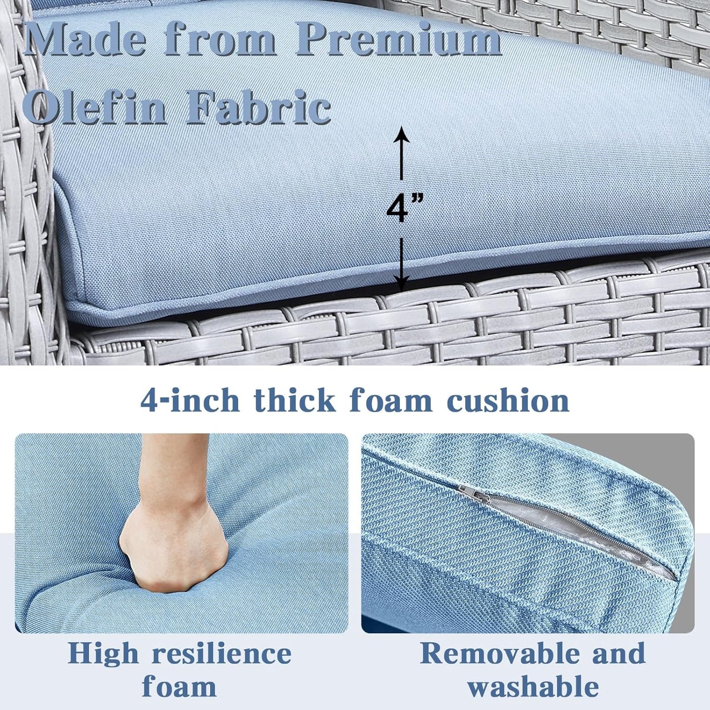 Outdoor Swivel Rocker Patio Chairs Set of 3, High Back Swivel Patio Chairs Wicker Furniture Set, 2 PCS Rattan Swivel Rocking Chair with Side Table, Light Grey Wicker