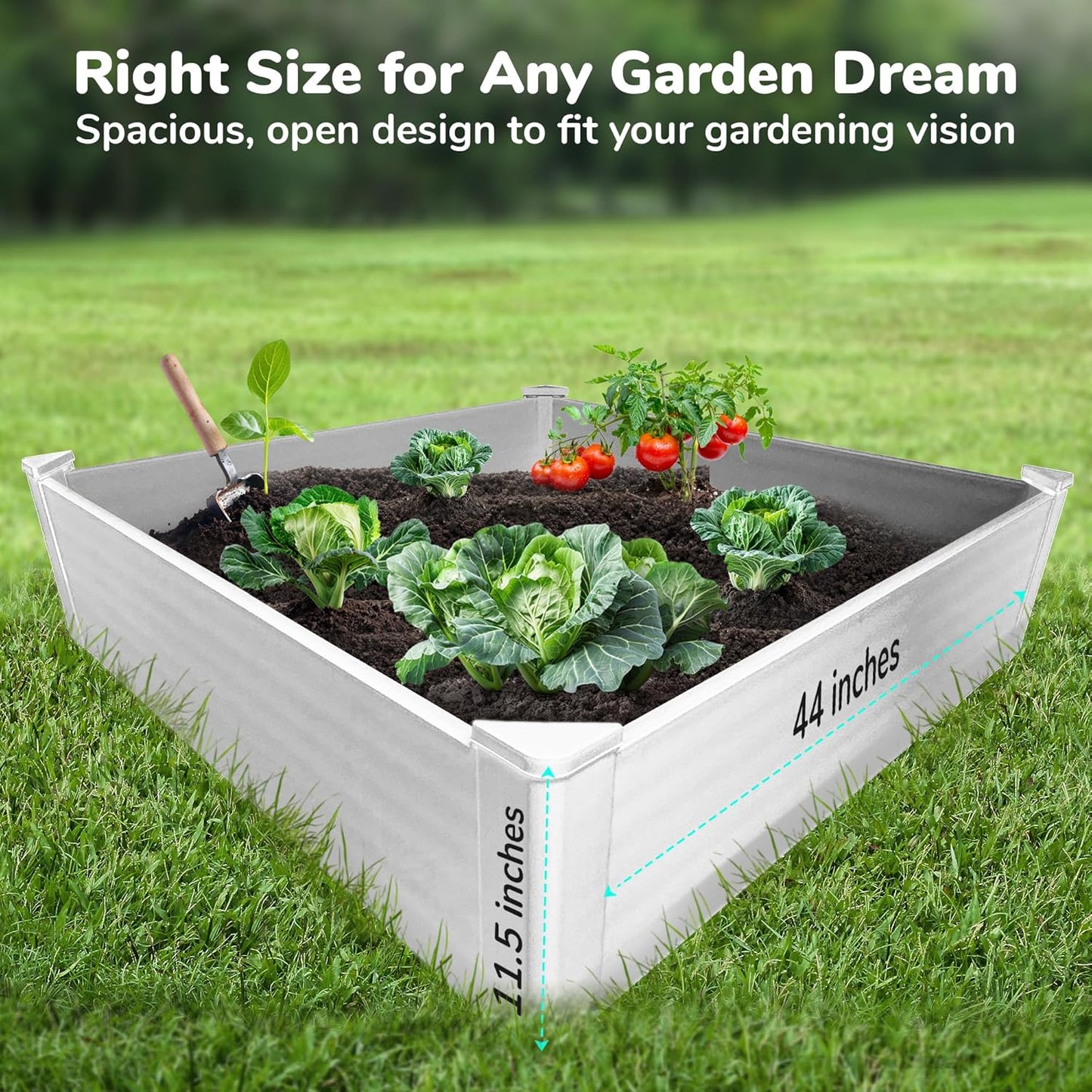 Raised Garden Bed - 4x4 ft Planter Box - White HDPE - No Tools Needed - DIY Kit for Urban Gardening, Flowers, Herbs & Vegetables - Made in The USA