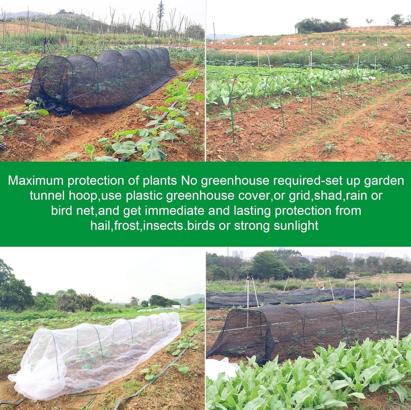 Greenhouse Hoops for Raised beds ,8 Sets Garden Hoops of 41.3'' x 31.5'' Detachable Rust-Free Garden Tunnel for Garden Fabric,Garden Hoops Grow Tunnel, DIY Plant Support Garden Stakes