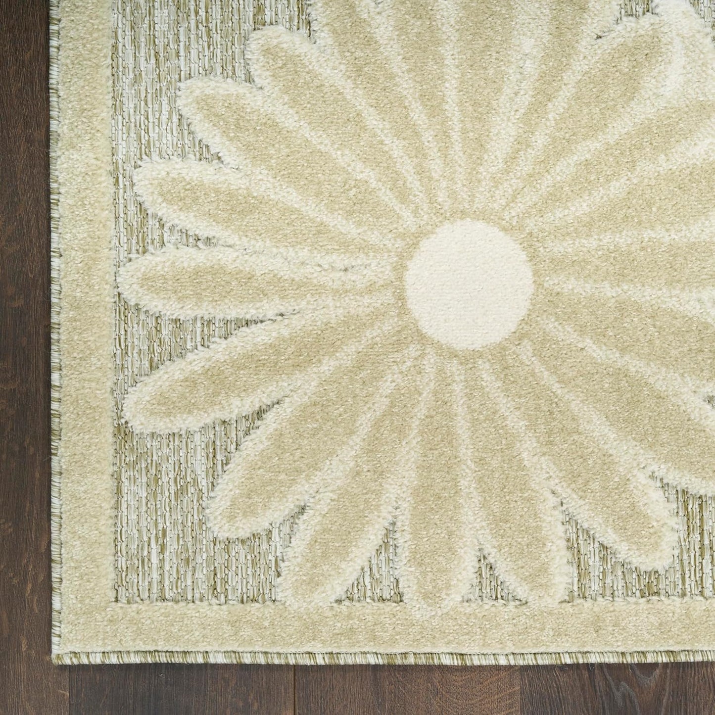 Nourison Aloha Ivory Sage 3'6" x 5'6" Area Rug - Easy Clean, Non Shedding, Bed Room, Living Room, Dining Room, Kitchen (4' x 6')