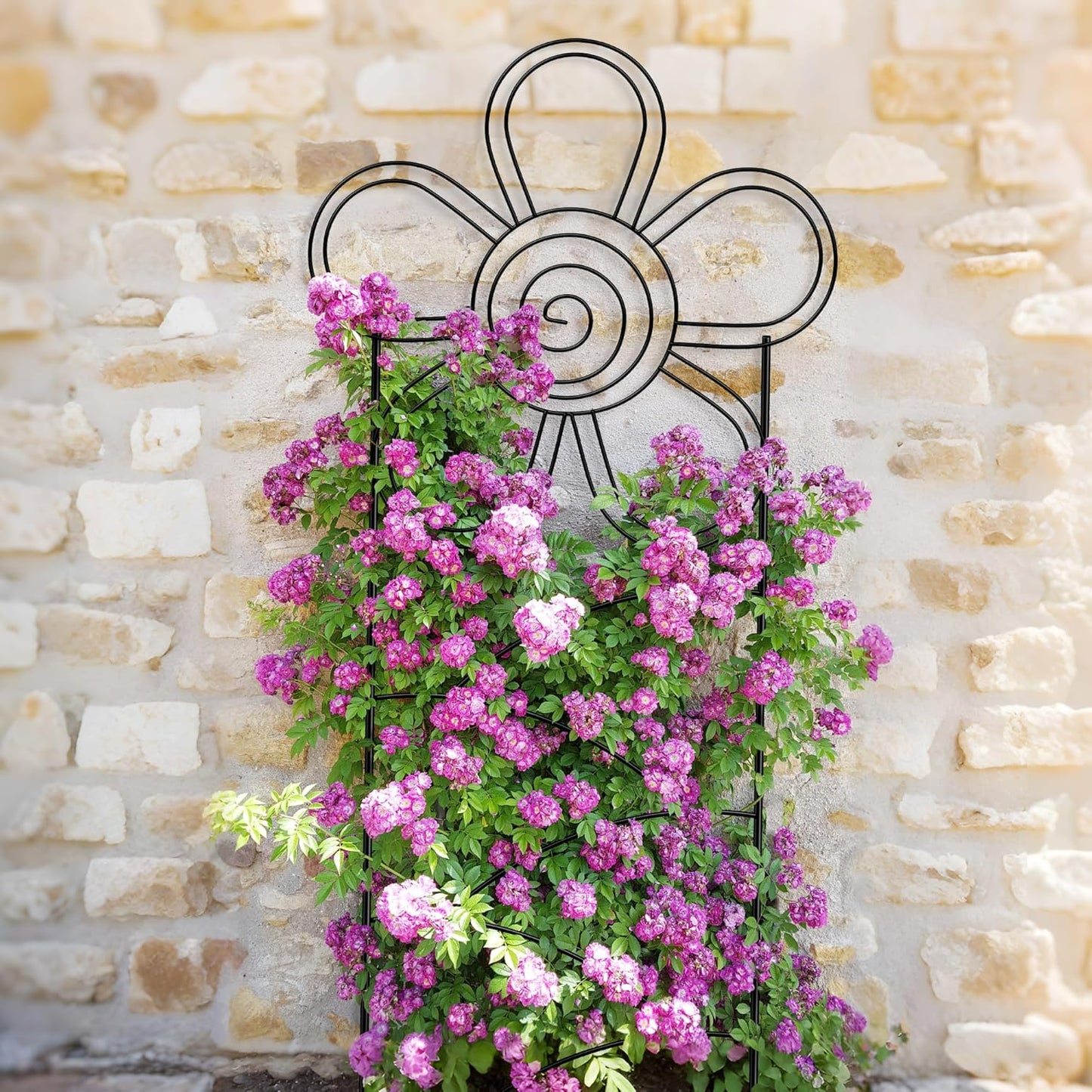 Arifaro Metal Garden Trellis 56″High (Pack of 4) Plant Trellis for Climbing Plants, Outdoor/Indoor Sturdy Plant Trellis for Climbing Vines, Flowers & Garden Plants (Floral)