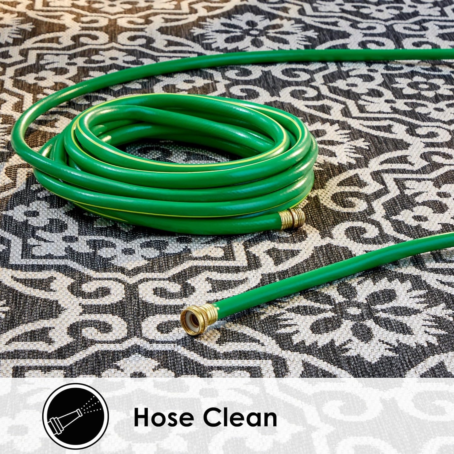 Nicole Miller New York Patio Country Julia Transitional Geometric Indoor/Outdoor Runner Area Rug, Black/Grey, 1'9"x7'2"