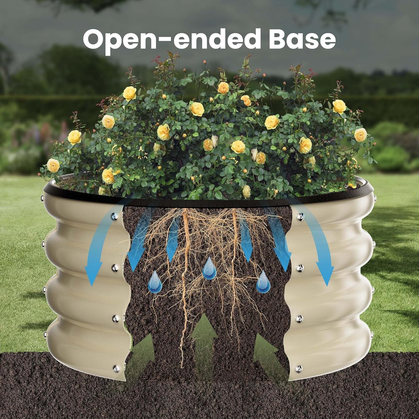 ZXZYHFTY Round Galvanized Raised Garden Bed kit,White Outdoor Garden Raised Planter Box, Round Large Metal Raised Garden Beds for Vegetable 2 * 2 * 1ft 3 Pcs