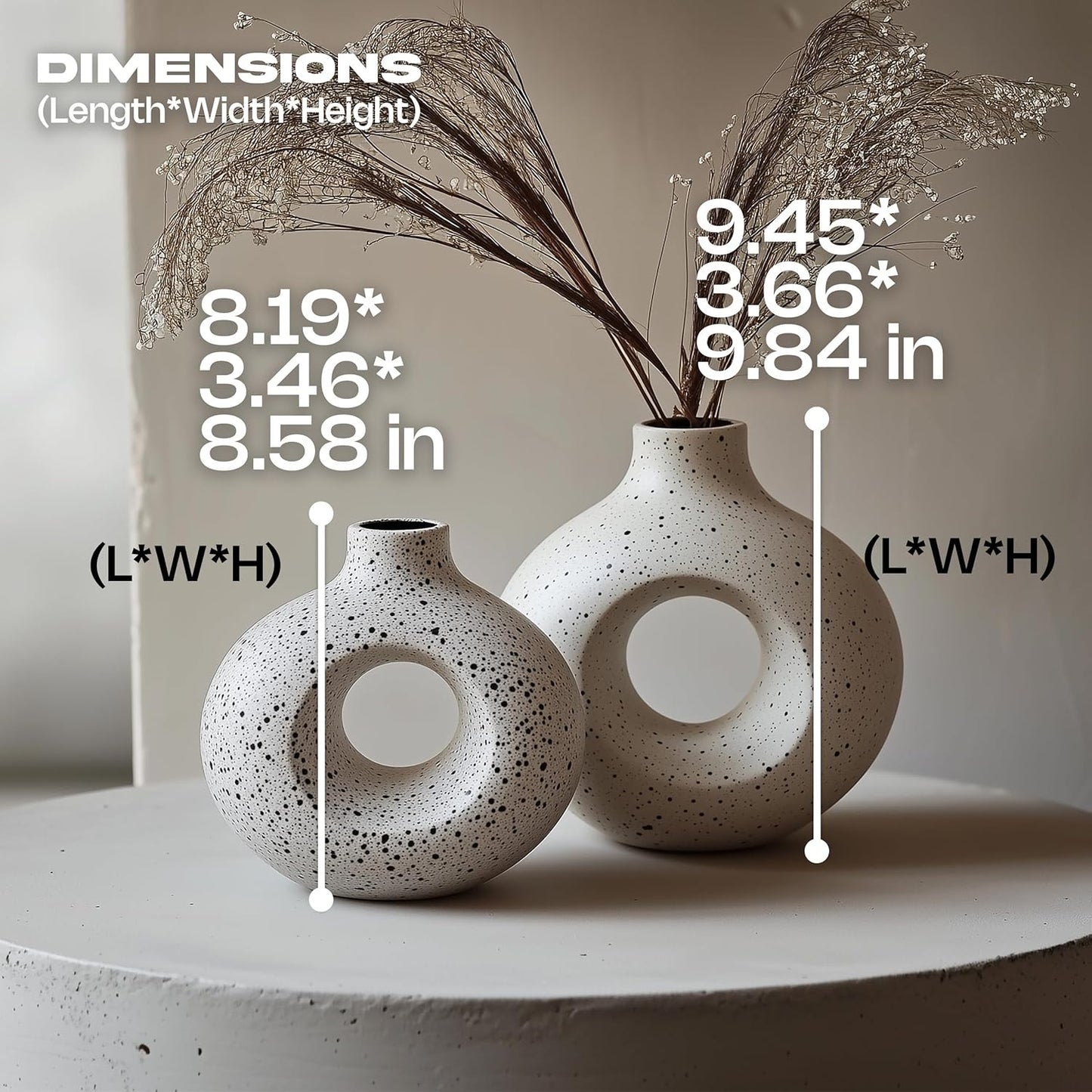 NOBULA Ceramic Bagel Vases C6 โ Thoughtful for Mom โ Elegant Set of 2 for Living Room, Bedroom or Table โ Modern Home Decor Sheโll Love โ Perfect for Flowers & Plants