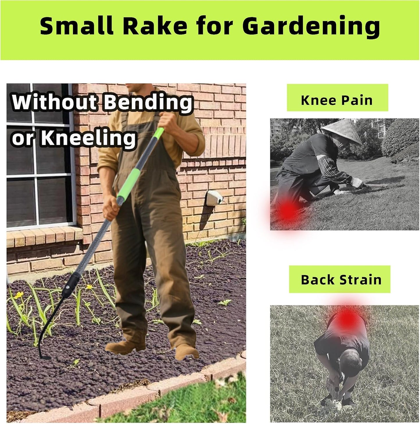 Weed Puller, Long Handle Crack Weeder Tool Hand Cultivator with Soft Foam Grip, Durable Curved Head Hook Weed Remover Tool Ideal for Weeding Digging Edging Planting Cultivating Scraping