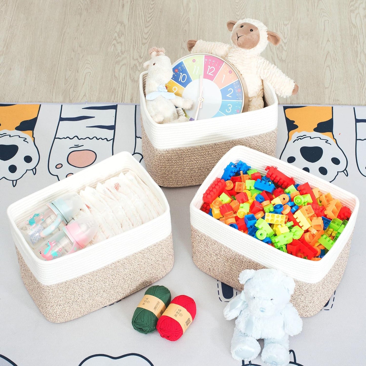 MINTWOOD Design Storage Basket for Shelves, Decorative Baskets for Organizing, Book Basket, Storage Cube Bin Box, Woven Closet Organizer, Pantry Closet and Shoe Basket, Light Brown