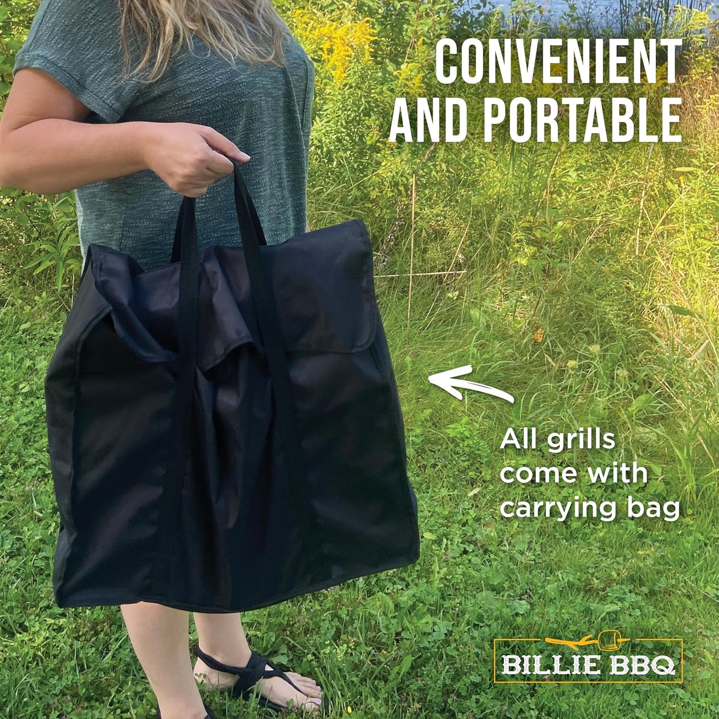 18-Inch Portable Campfire Pit & Grill - Stainless Steel Fire Pit with Raised Edge Grilling Rack