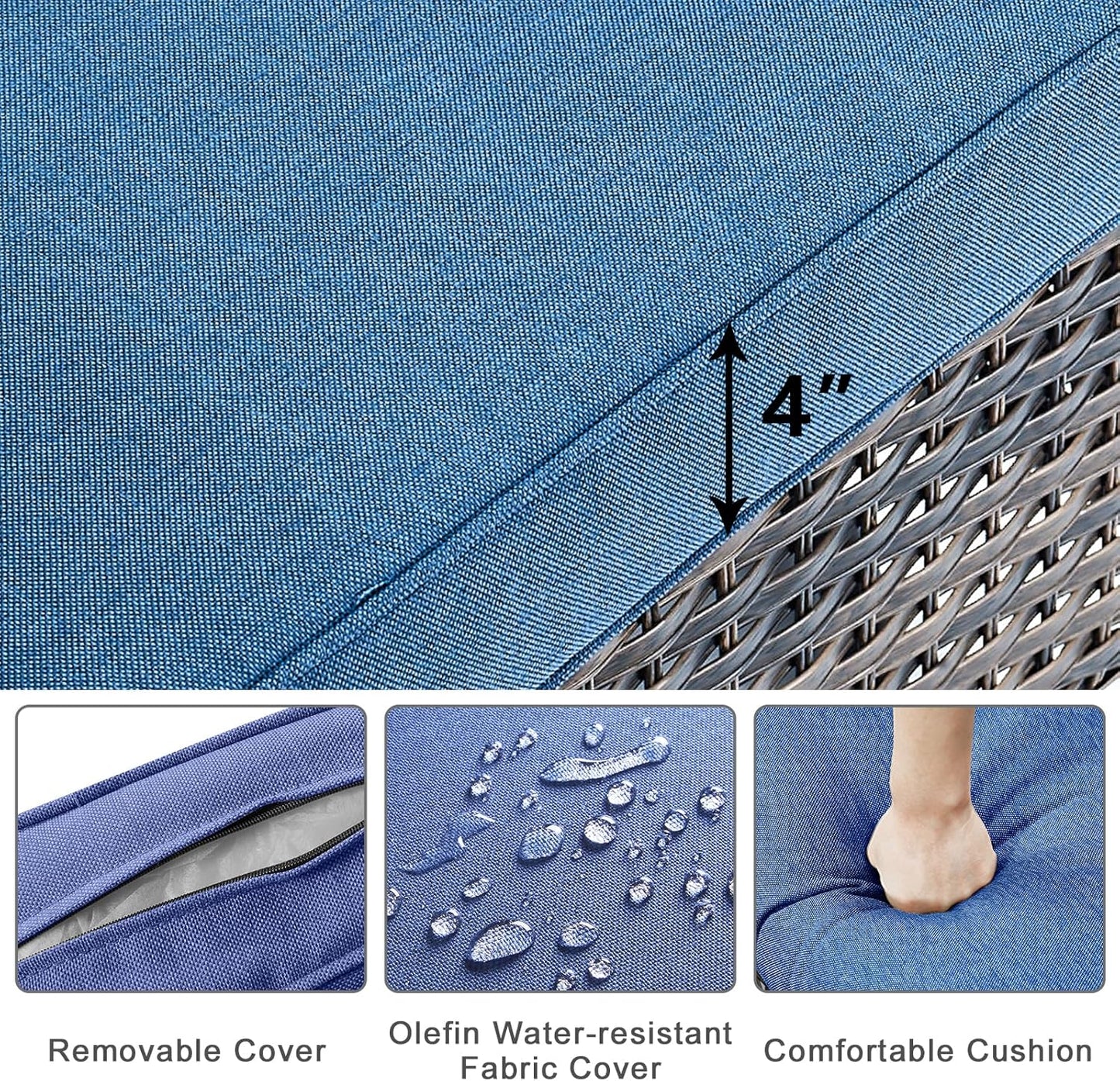 HUMMUH 5-Piece Patio Furniture PE Wicker Outdoor Conversation Set,All-Weather Rattan Swivel Rocker Chairs with Outdoor Couch Tables for Backyard,Poolside,Deck