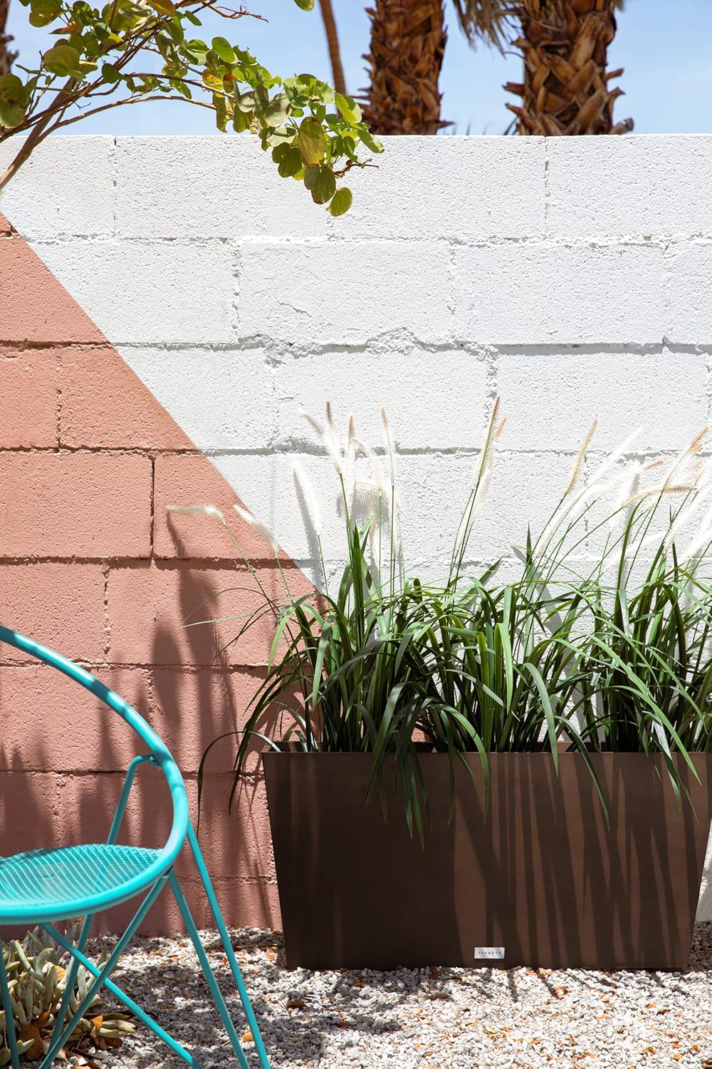 Veradek Pure Series Midori Trough Planter - Large Rectangular Planter for Indoor or Outdoor Deck/Porch | Durable All-Weather Use with Drainage Holes | Modern Decor for Shrubs, Flowers, Small Plants