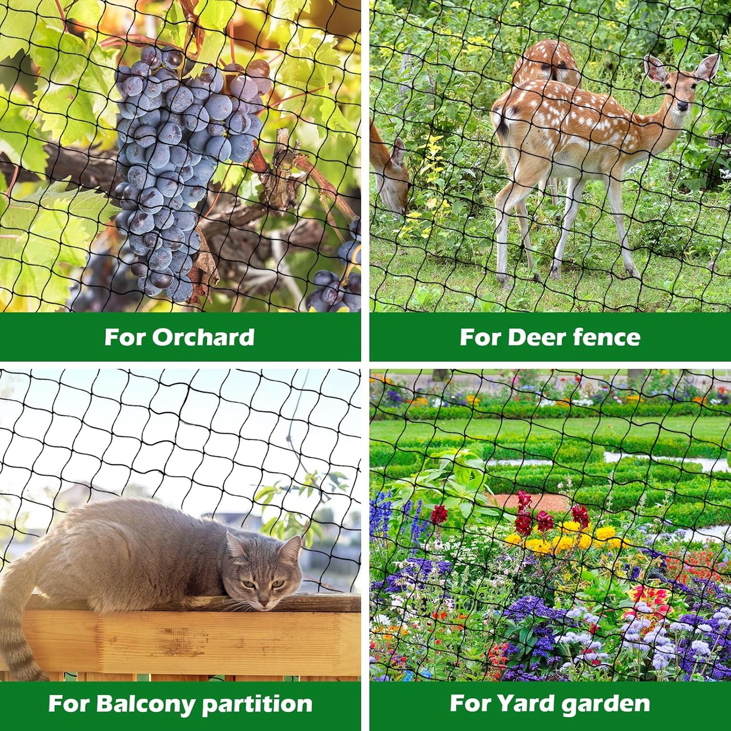 Chicken Netting Roof Hawk 100'x100' with 2" Mesh, Heavy Duty Bird Nettings for Garden with Birds Scare Tape, Nylon Bird Netting for Chicken Coop, Avian Nettings Deer Fence Fruit Tree Net