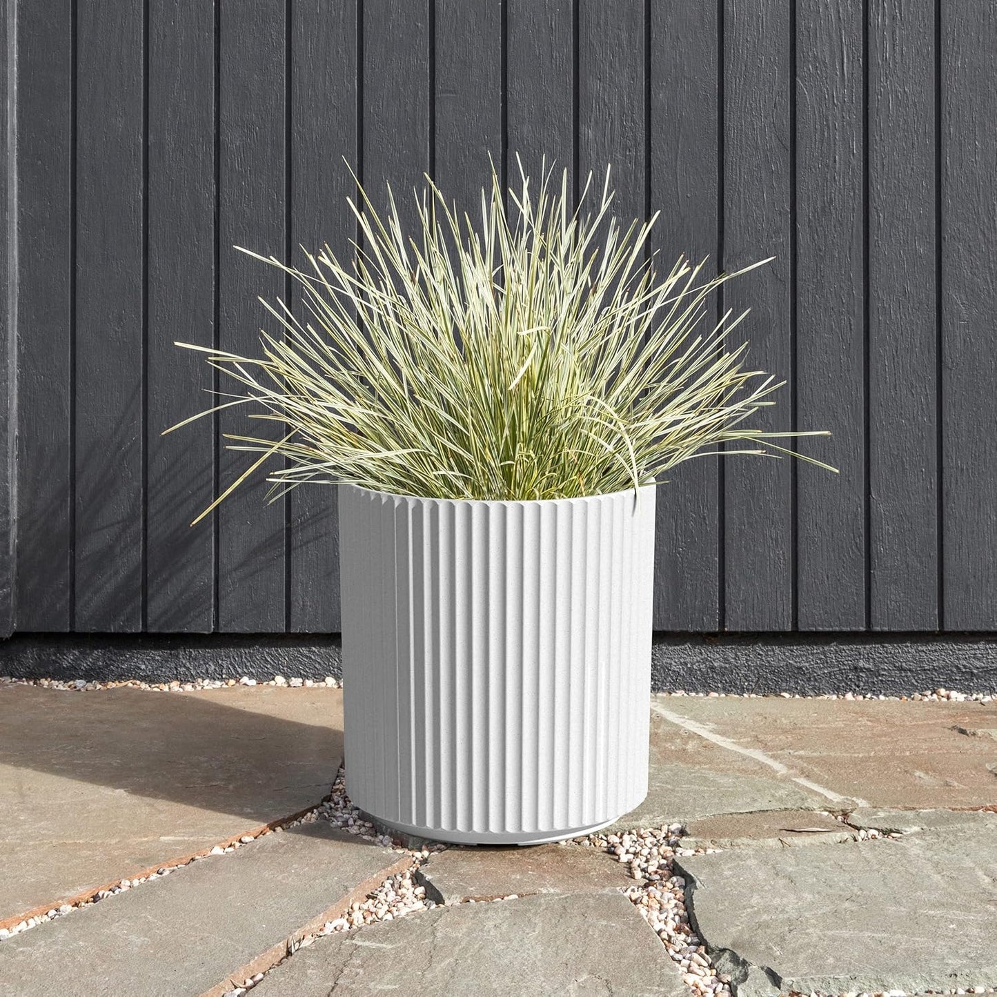 Veradek Demi Series Round Planter for Porch, Patio, Backyard | Durable Plastic-Stone Composite Material | Modern Décor for Tall Plants, Flowers