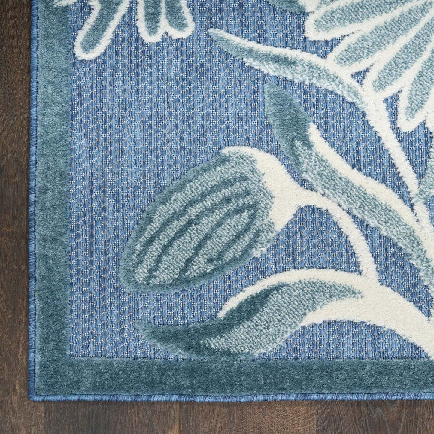 Nourison Aloha Blue 5'3" x 7'5" Area Rug - Easy Clean, Non Shedding, Bed Room, Living Room, Dining Room, Kitchen (5' x 8')