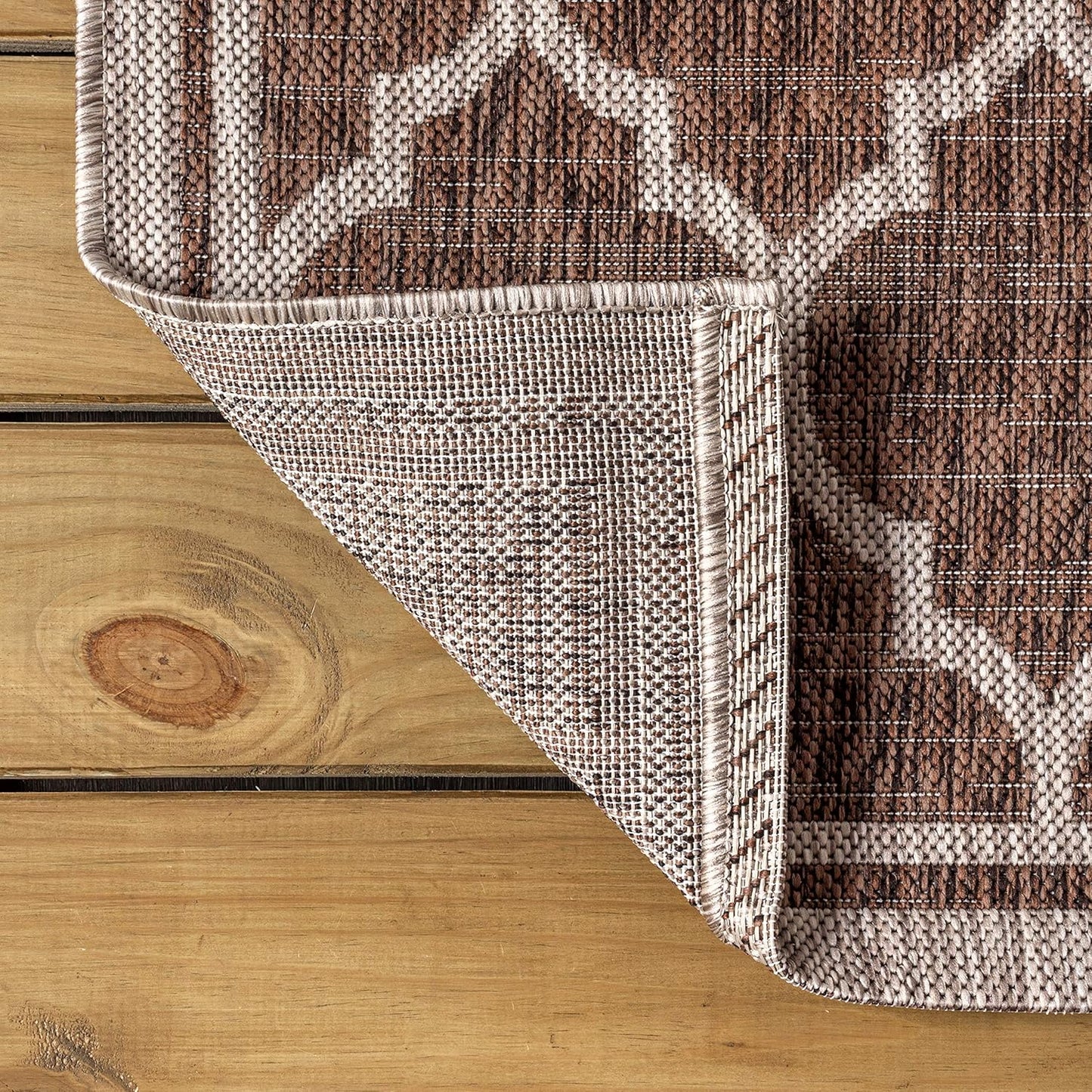 Eyely BMS109B-5TGN Trebol Moroccan Trellis Textured Weave Espresso/Taupe 5' Octagon Indoor/Outdoor Area Rug, Espresso/Taupe, 5' Octagon, Indoor/Outdoor, Area Rug