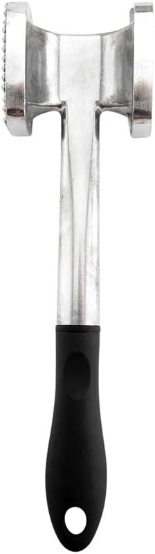 Restaurantware Met Lux Meat Tenderizer 1 Double-Sided Meat Mallet - Textured Surface Smooth Surface Aluminum Meat Pounder Ergonomic Handle For Tenderizing Steak Or Poultry