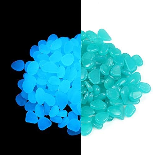 Party Zealot 2lb 400PCS Glow in The Dark Pebbles Stones for Indoor and Outdoor Walkways Garden Driveway Large Bag Powered by Light and Solar (Blue)