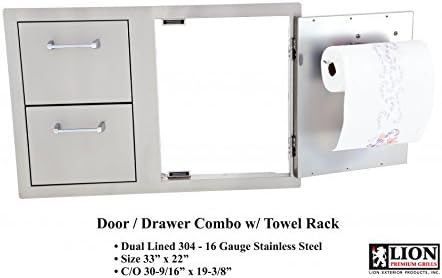 Lion Premium Grills 32-Inch Liquid Propane Grill L75000 with Single Side Burner, Eco Friendly Refrigerator, Door and Drawer Combo with 5 in 1 BBQ Tool Set Best of Backyard Gourmet Package Deal