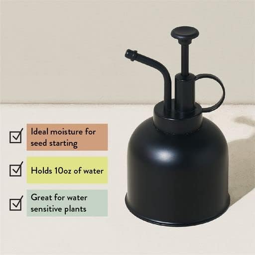 Modern Sprout Plant Mister, 8 oz Indoor Watering Can, Aesthetic Plant Sprayer & Water Mister Spray Bottle, Garden Watering Can for Seed Starting, Vintage-Inspired Gift for Green Lovers - Matte Black