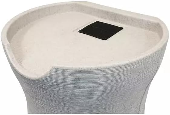 Impressions Corsican Decorative Rain Barrel, 50 Gallon Capacity,Unique Textured White Ceramic Look with Brass Spigots Finish, Modern Design