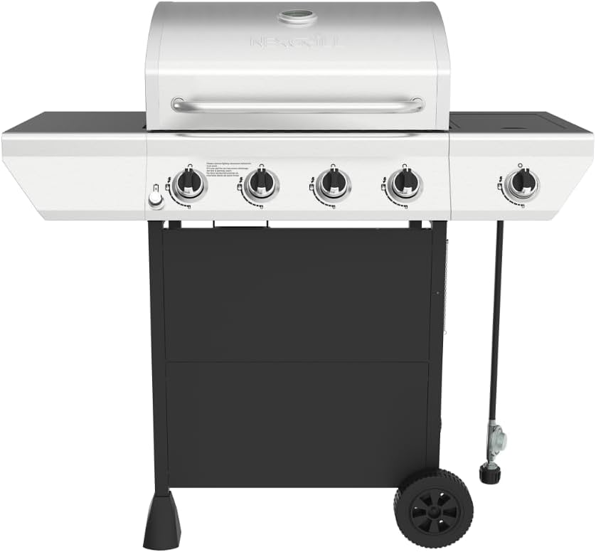 Nexgrill 4-Burner Propane Gas Grill with Side Burner, 52,000BTUs, 562 SQ. In. Cooking Space, BBQ Grill with Stainless Steel Lid & Control Panel for Outdoor Cooking, Patios, and More - 720-0925PA