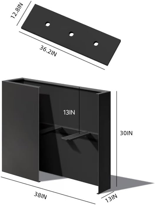 38" L x 13" W x 30" H Metal Tall Rectangular Planter - Large Planter Box for Outdoor Patio/Porch Modern Design for Plants, Flowers, Garden,Spliced Flower Pot (Navy)