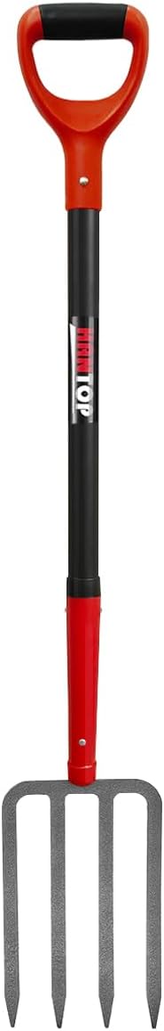 4-Tine Pitch Fork Garden Digging Fork Spading Fork Heavy Duty Pitchfork for Gardening Potato Fork, 43 inches