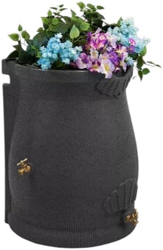Rain Wizard Decorative Rain Barrel, 50 Gallon, with Brass Spigots (Dark Granite)
