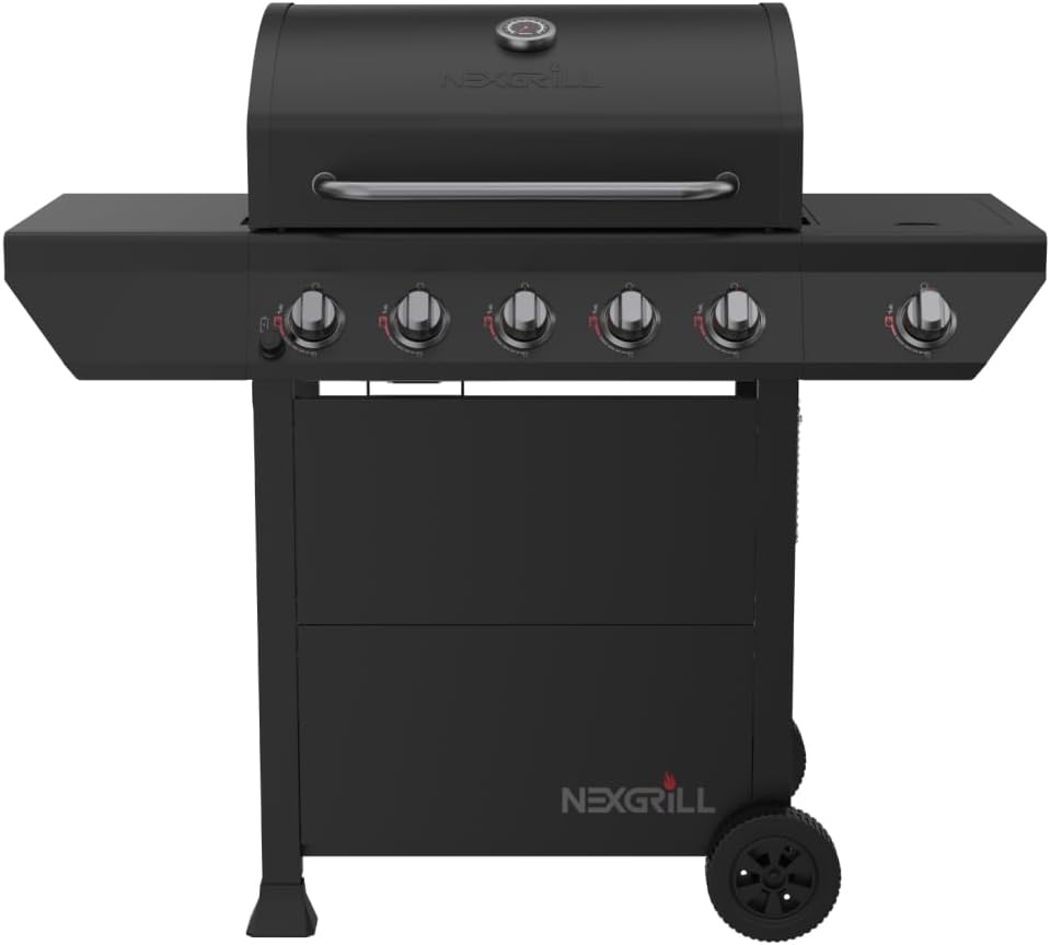 Nexgrill 5-Burner Gas Grill with Side Burner, 67,000 BTUs, 618 SQ. In. Cooking Area, Propane BBQ Grill with Stainless Steel Panel for Outdoor Cooking, Patios, and More - 720-1142