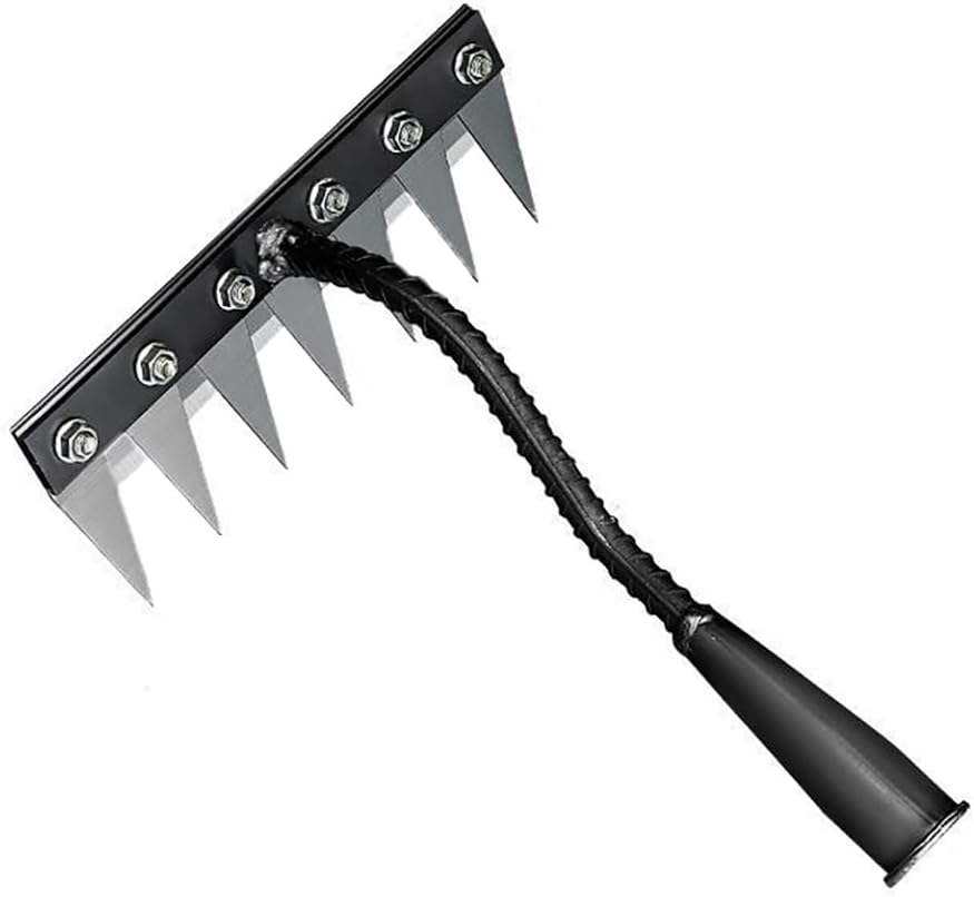 Gardening Hand Weeder Tool,Manual Weeder Tool with Detachable Blades, 4 Sizes High Carbon Steel Dual-Edge Design for Farm Garden Lawn Weed Removal, Soil Cultivation & Root Extraction (7 Tines)