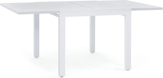 Soleil Jardin Aluminum Patio Extendable Dining Table, 35" - 71", Adjustable Indoor Outdoor Furniture Rectangle Table for 4-6 Person Porch Deck Garden, White