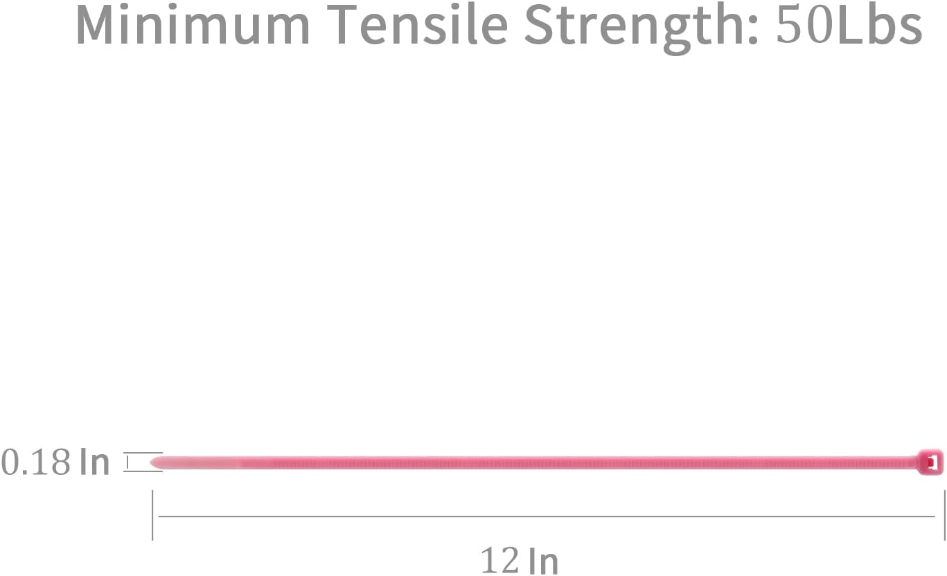 XINGO 1000 PCS Pink Zip Ties 12 Inch, 60 LBS Tensile Strength, Self-Locking Nylon Plastic Nylon PA66 Wire Ties for Indoor and Outdoor Use