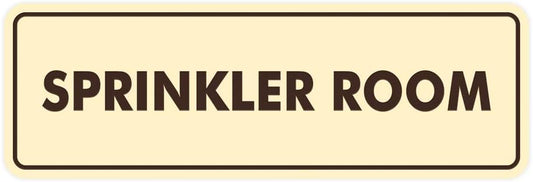 Signs ByLITA Standard Sprinkler Room Sign (Ivory/Dark Brown) - Small 2 Pack