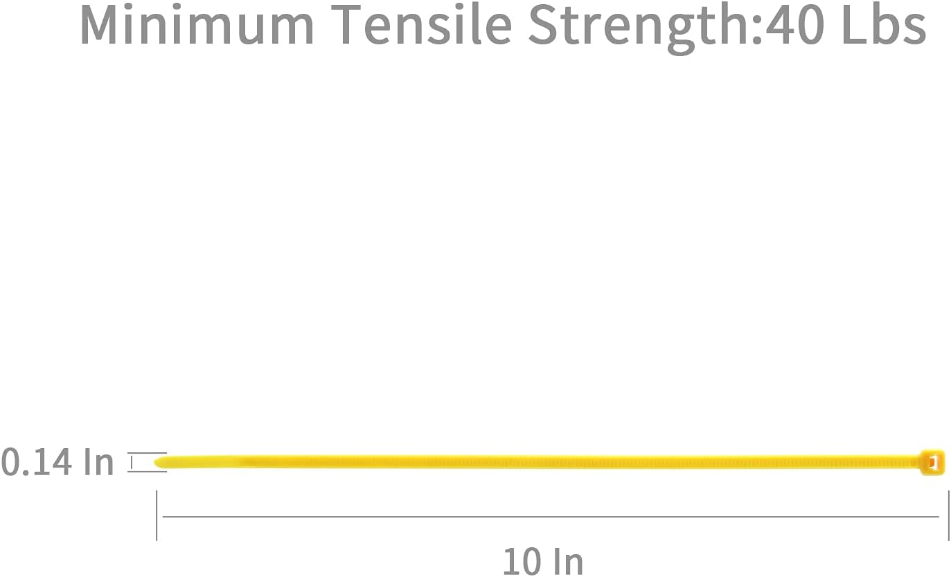XINGO 10 Inch Cable Zip Ties (500 Pack), 40 Lbs Tensile Strength-Heavy Duty, Self-Locking Nylon Plastic Nylon Wire Ties for indoor and outdoor use (Yellow)