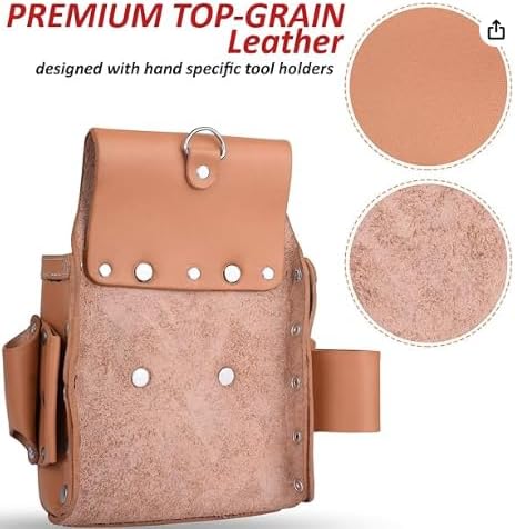 FUERI Leather Tool Pouches Carpenter Electrician Belt Bags Organizer 4 Pocket Professional Heavy Duty Pouch for Construction Framing