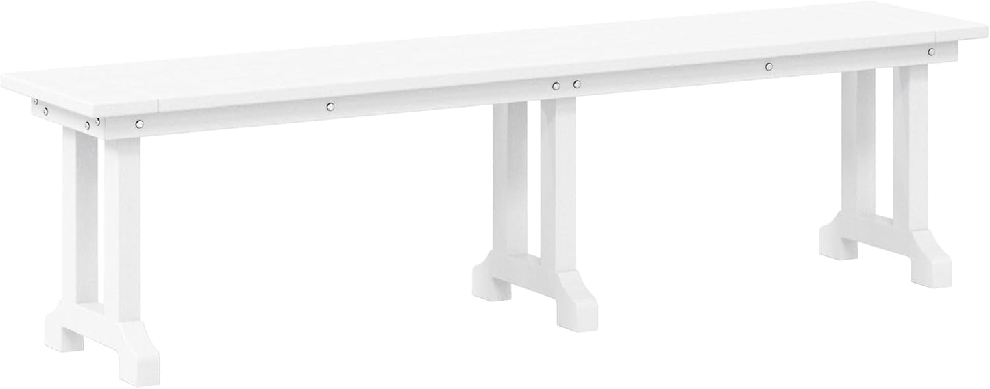Outdoor Benches Weatherproof, Park Long Bench Poly Lumber Backless for Entryway Front Porch Garden Bench Seat for Patio, White