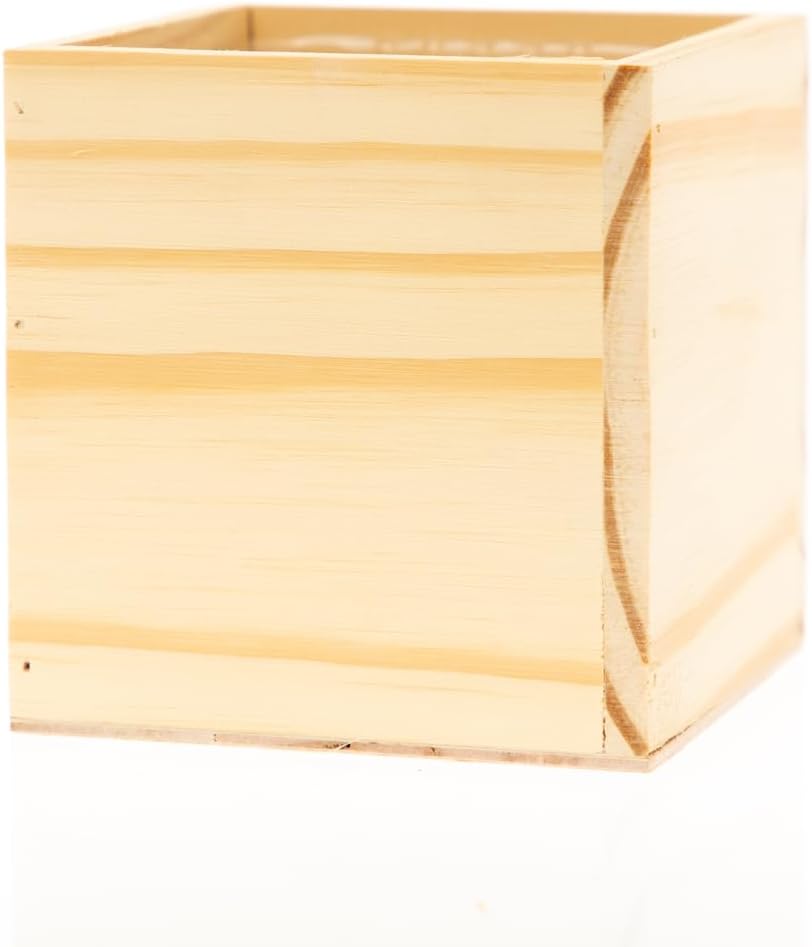 Wood Planter Box, 5 Inch Square, Rose Wood, Plastic Liner, Garden Centerpiece Display, Wedding Flowers Holder, Home and Venue Decor (5x5 Set of 4, Rose Wood)