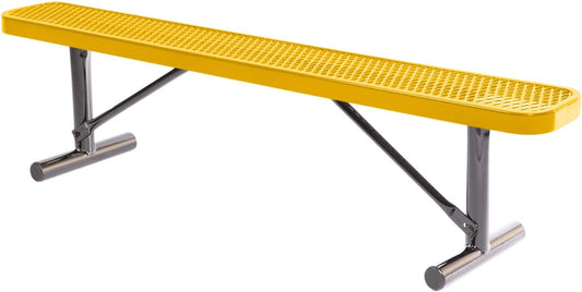 Coated Outdoor Furniture Heavy-Duty Portable Outdoor Bench Thermoplastic Coated, Expanded Metal, Commercial-Grade Seating, Made in America (Portable Without Back, 6 Ft, Yellow)