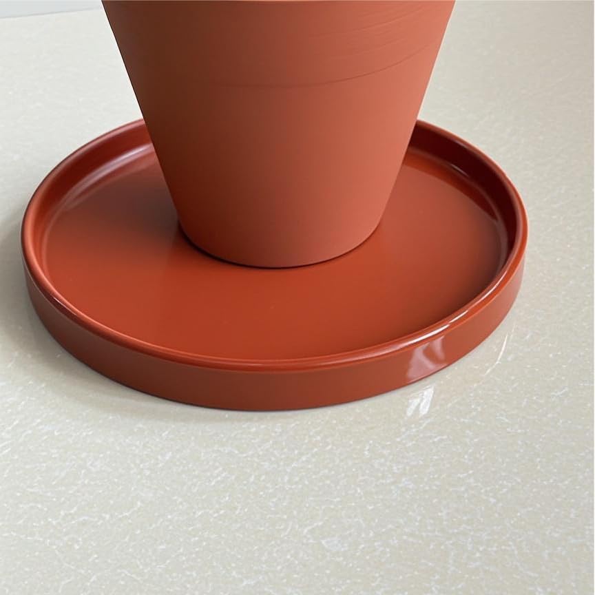 Ceramic Plant Saucer Pot Tray 8.5 Inch, Planter Saucers 6 7 8 9 10 11 12 15 Inch, Durable Sturdy Flower Drainage drip Water Tray for Glazed Pots Base (8.5 Inch- Red Terracotta)