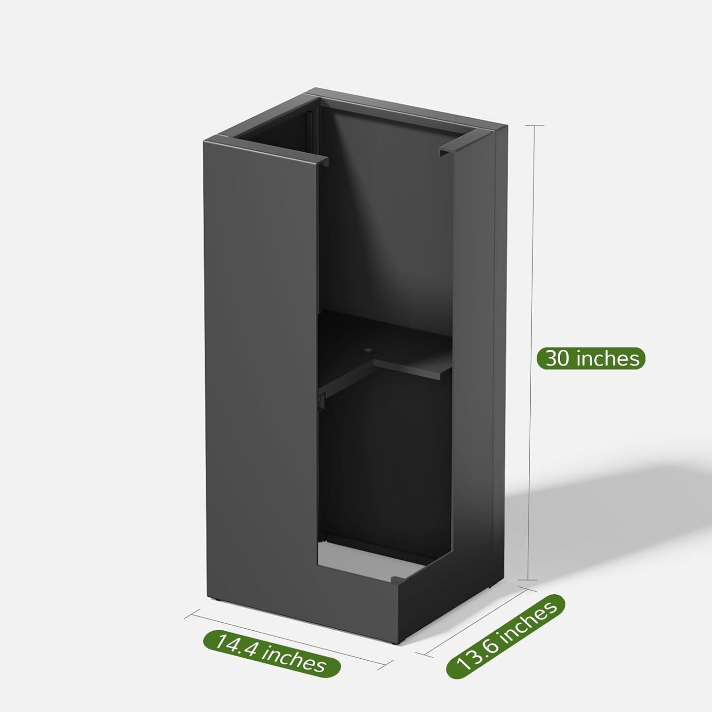 Stoog 30" Tall Planters for Outdoor Plants, All-Weather Metal Planter Boxes Set of 2, with Removable Insert Shelf, Modern Design, Indoor/Outdoor Use, Black