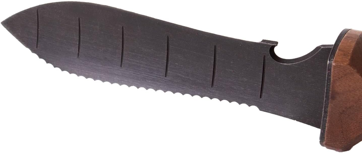 Lehman's Hori Hori Garden Knife, Durable Double Edge, Hardened Steel with Wooden Handle, Hand Weeding and Digging Tool with Sheath