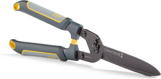 Woodland Tools Super Duty Hedge Shears, 23 Inch Manual Hedge Clippers with 10 Inch Gear-Assist Blades, Power Notch, and Non Stick Coating, Heavy Duty Trimmer for Thick Shrubs and Hedges