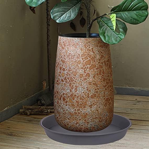 6 Pack of 10 inch Plant Saucer Gray, Heavy Duty Plastic Plant Saucer 10 inch Round, Durable Plant Tray for Pots, Plant Saucers for Indoors, Plant Trays for Planter 9"/10" (10", Cement Gray)