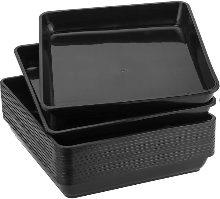 JOIKIT 15 PCS 11.4 x 11.4 x 1.5 Inch Square Plant Saucer, Plastic Plant Saucer Drip Tray, Square Flower Pot Tray for Indoors and Outdoor Plant Pots, Black