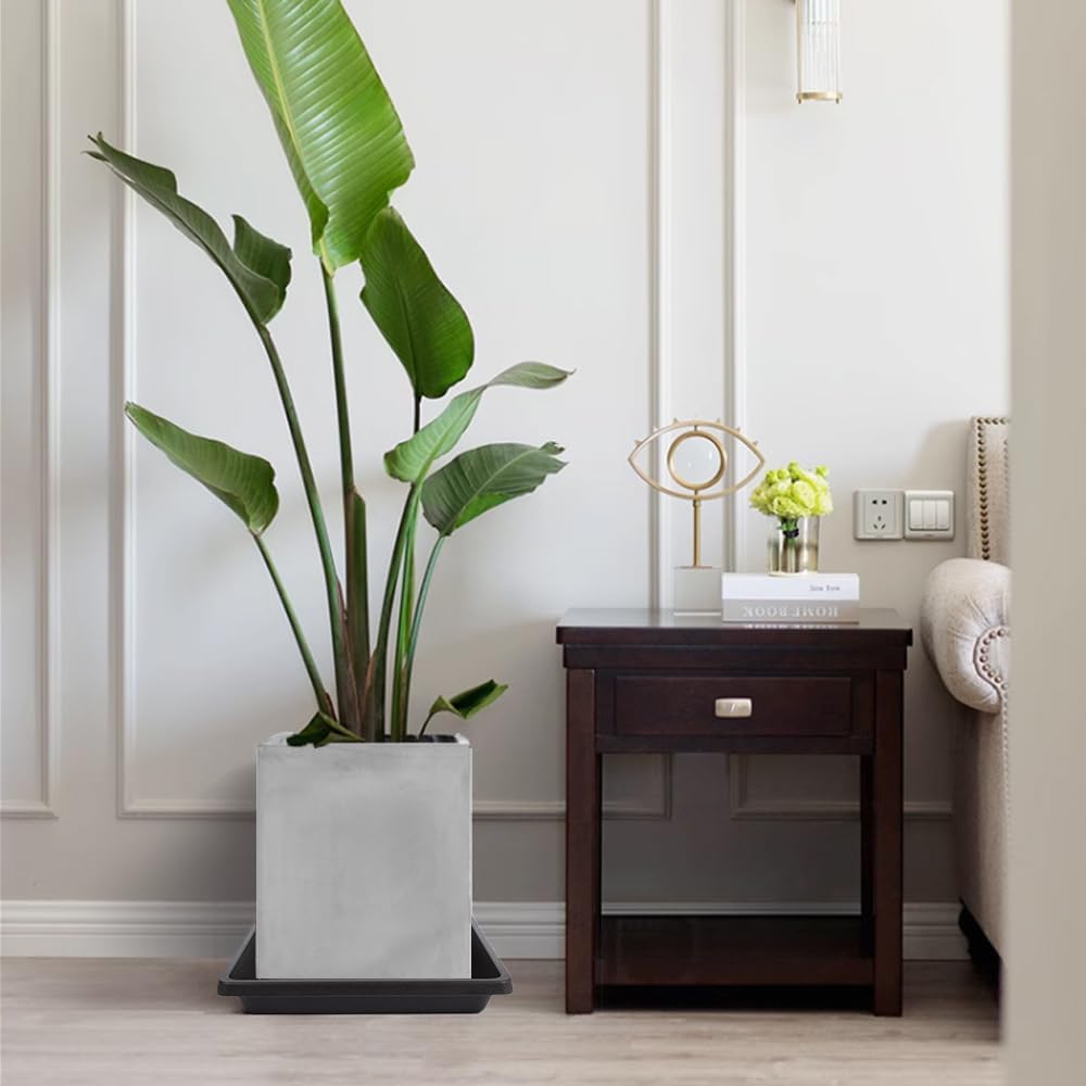 16 Inch Square Plant Saucer 4 Pack, Plant Saucers for Indoors, Large Heavy Duty Plastic Flower Plant Trays for Pots, Under Plant Water Catcher Tray for Potted Plants Outdoors Planter Water Tray