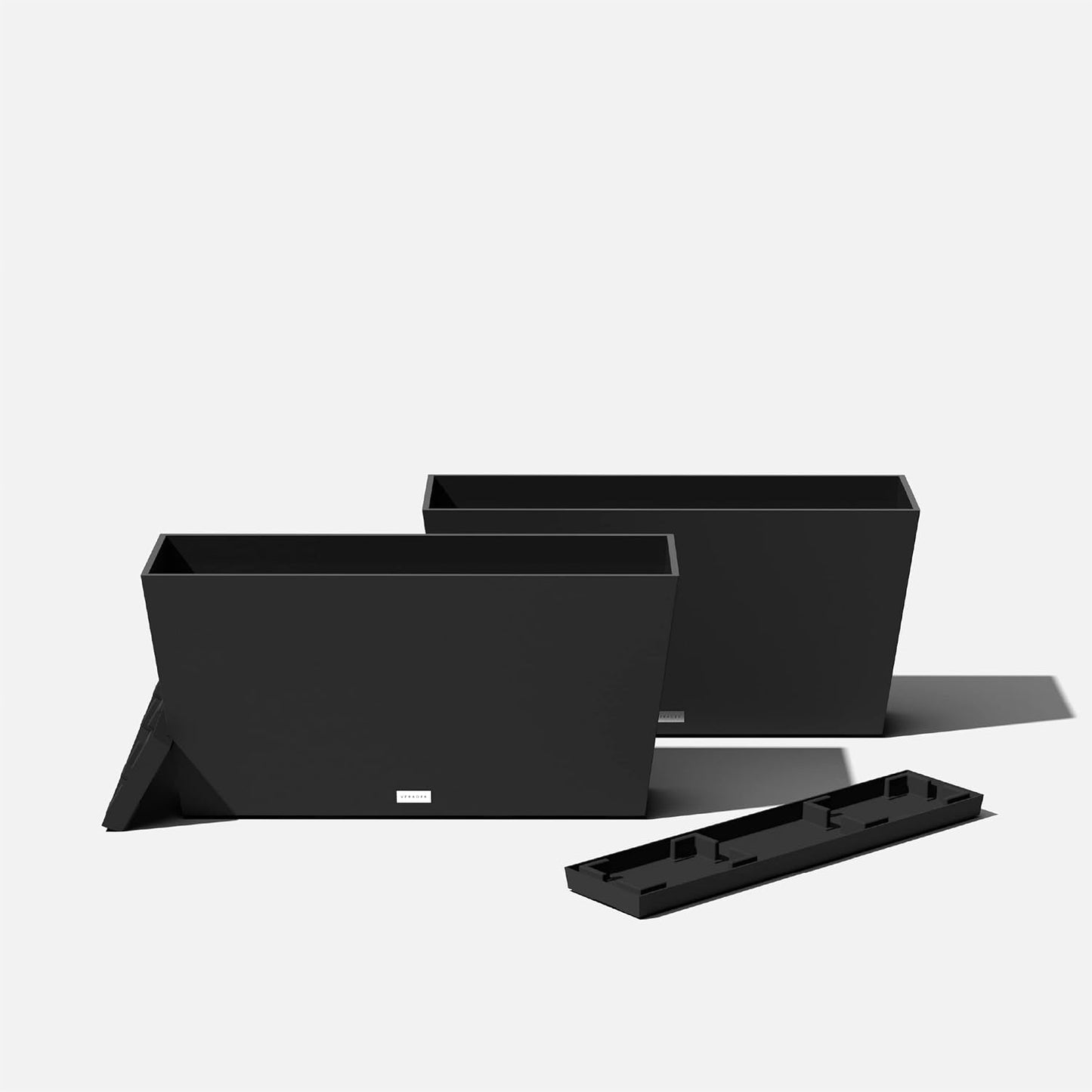 Veradek Midori Long Trough Planter (Black, 31 inch - 2 Pack with 2 Saucer Trays)