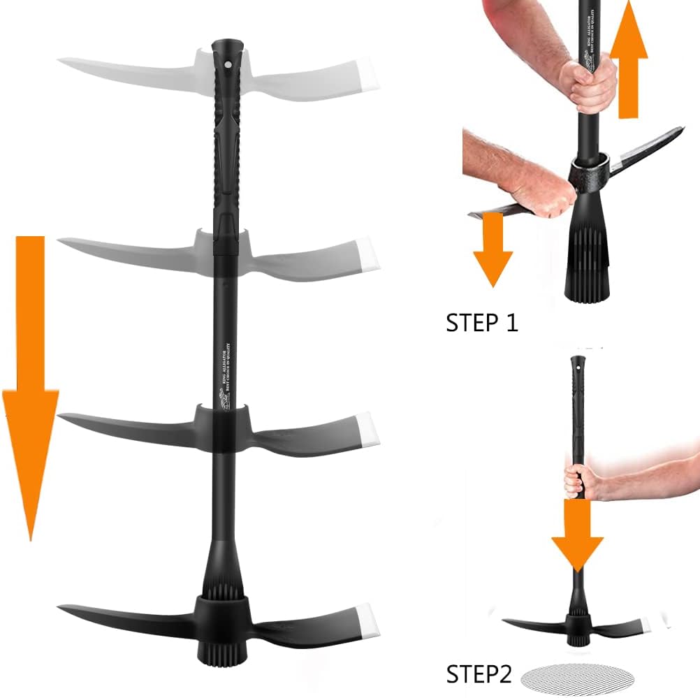 glorousamc Forged Adze Pick, Weeding Mattock Hoe Pick Mattock with Fiberglass Handle, Garden Pick, Great for Loosening Soil, Archaeological Projects (5LB-with 36" Fiberglass Handle)