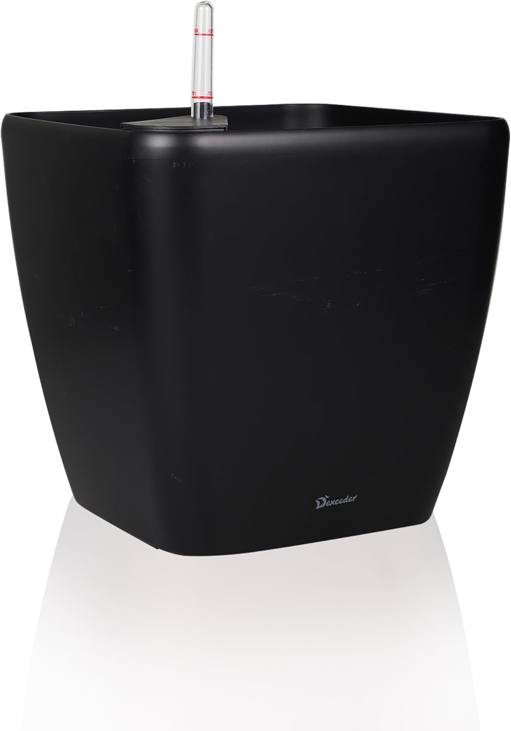 Dexceder 18x17 Self Watering Planter with Wheels Indoor Outdoor, Inner Mat Design, Thickened Large Floor Standing Flower Plant Pot with Water Level Indicator (Black Matte)