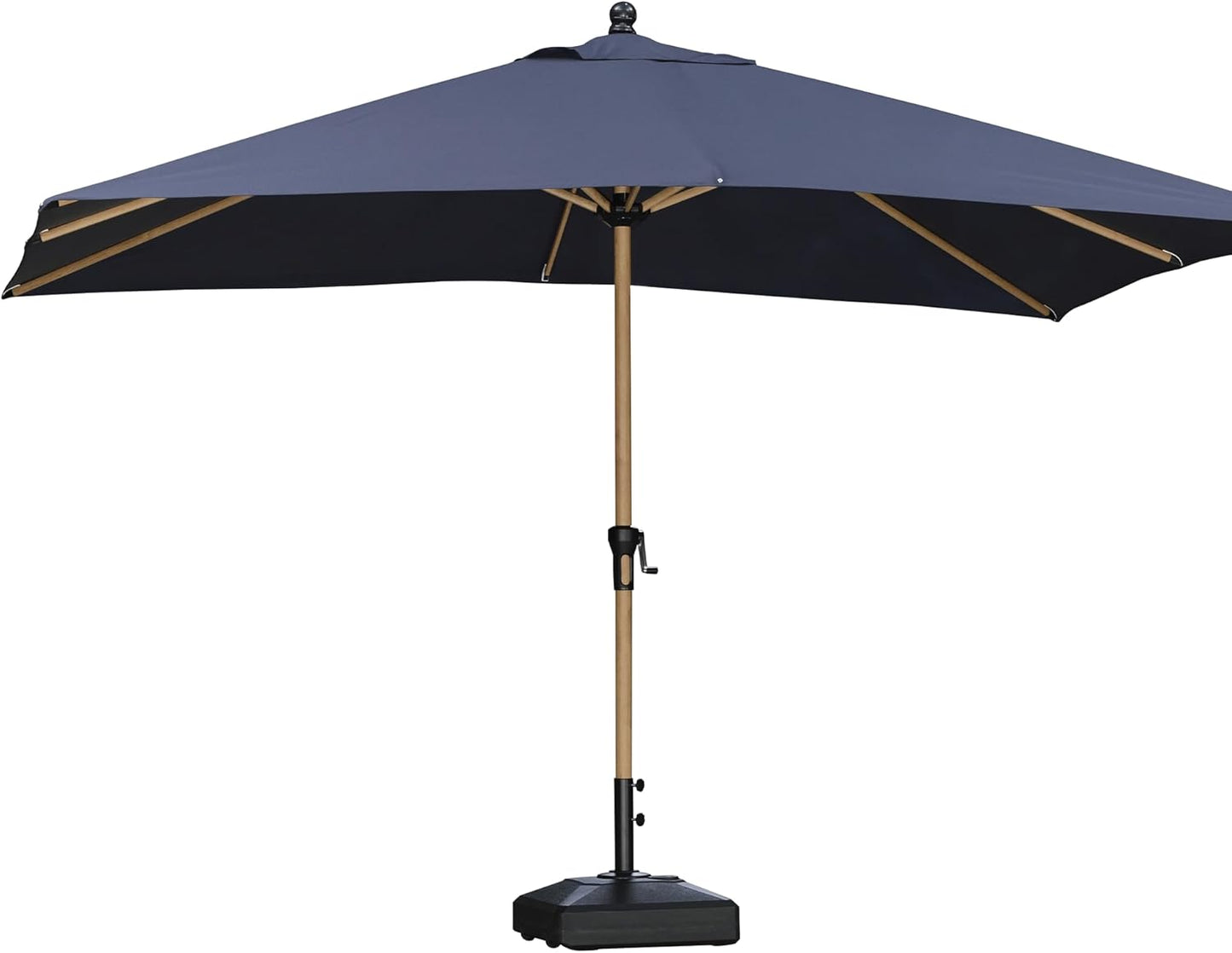 PURPLE LEAF 9' x 11.5' Patio Umbrella Outdoor Table Umbrella Rectangular Aluminum Market Umbrella with 8 Sturdy Ribs & Crank Outdoor Umbrellas for Garden Deck Patio, Navy Blue